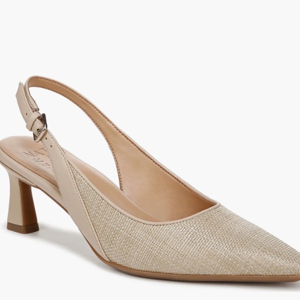 Naturalizer Tansy Nude Woven Pointed Toe Slingback Kitten Heels Women' Size 6.5